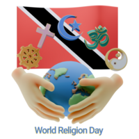 Fetching 3D renders of World Religion Day Written in Trinidad and Tobago Languages png