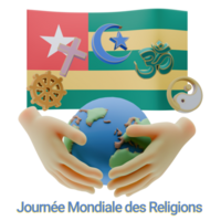Expressive 3D renders of World Religion Day Written in Togo Languages png