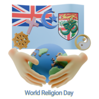 Picturesque 3D renders of World Religion Day Written in Fiji Languages png
