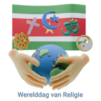 Fascinating 3D renders of World Religion Day Written in Suriname Languages png