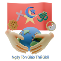 Tranquil 3D renders of World Religion Day Written in Vietnam Languages png