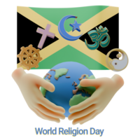 Superb 3D renders of World Religion Day Written in Jamaica Languages png