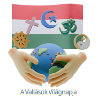 Dramatic 3D renders of World Religion Day Written in Hungary Languages png