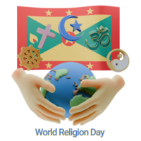Rich 3D renders of World Religion Day Written in Grenada Languages png