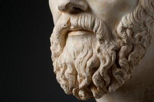 close up of ancient marble statue head photo
