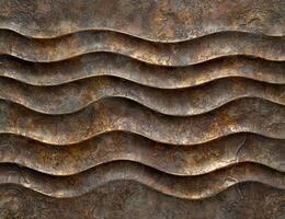 Textured abstract metal background with wavy patterns photo