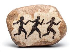 ancient rock art depicting running figures photo