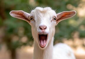 Closeup of a cute and expressive goat photo