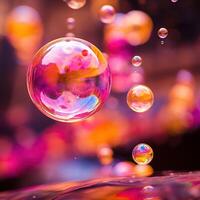 Colorful Soap Bubbles Floating in the Air photo