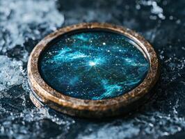 Magical galaxy in a glass orb photo
