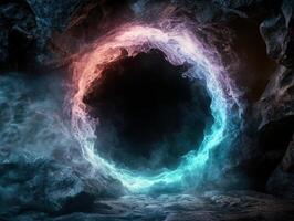 Mystical portal in a dark cave photo