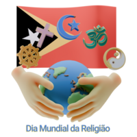 Flourishing 3D renders of World Religion Day Written in East Timor Languages png