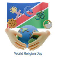 Angelic 3D renders of World Religion Day Written in Namibia Languages png