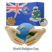 Marvelous 3D renders of World Religion Day Written in Cayman Island Languages png