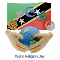 Bold 3D renders of World Religion Day Written in Saint Kitts and Nevis Languages png