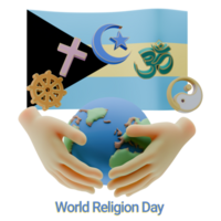 Harmonious 3D renders of World Religion Day Written in Bahamas Languages png