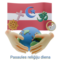Smart 3D renders of World Religion Day Written in Latvia Languages png