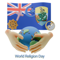 Blooming 3D renders of World Religion Day Written in Saint Helena Languages png