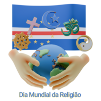 Flashy 3D renders of World Religion Day Written in Cape Verde Languages png