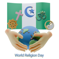 Beauteous 3D renders of World Religion Day Written in Nigeria Languages png
