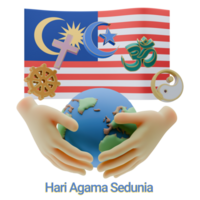 inspiring 3D renders of World Religion Day Written in Malaysia Languages png