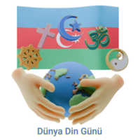 Dazzling 3D renders of World Religion Day Written in Azerbaijan Languages png