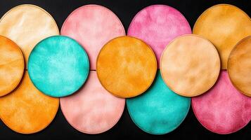 Colorful abstract oval shapes on black background photo