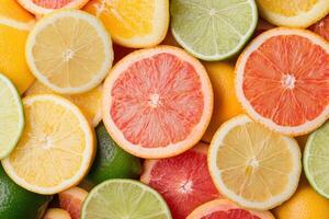 Assortment of fresh citrus fruits photo