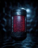 Glowing futuristic device in dark setting photo