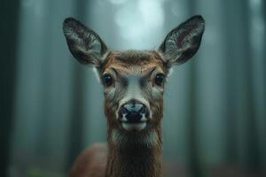 Close up of a deers face in a natural setting photo