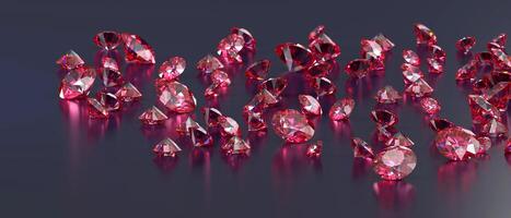 Ruby diamond topaz Gem placed on glossy background 3d rendering soft focus photo