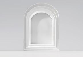White empty room corridor with wall lights, 3d rendering. photo