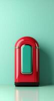 Retro red and green appliance on mint background photo