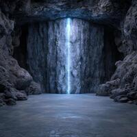 Magical Waterfall in Icy Cave photo