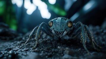 Close up of a smiling frog in the forest photo