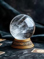 Mystical crystal ball with swirling smoke photo