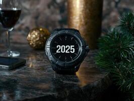 Futuristic watch displaying the year 2025 photo