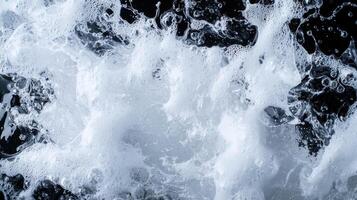 Bubbles and foam in water photo