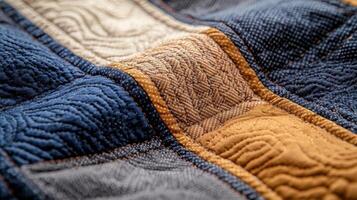 Intricate textile pattern with contrasting colors and textures photo