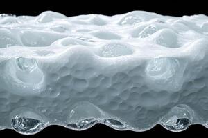 Frozen icy surface with intricate patterns photo