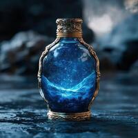 Mystical glass bottle with celestial design photo