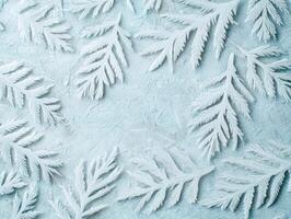 Intricate frost patterns on a frozen surface photo