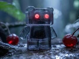 Mysterious robot figure in the rain photo