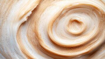 Swirling patterns of creamy coffee foam photo