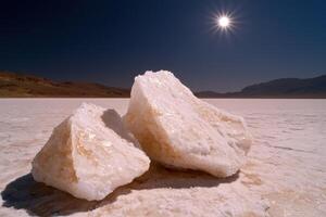 Massive salt formation in desert landscape photo