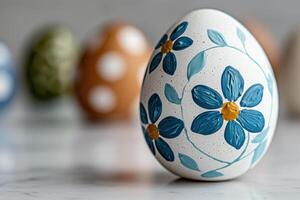 Decorative easter egg with floral design photo