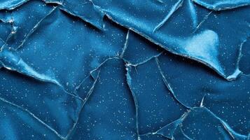 Shattered blue glass texture with sparkling glitter photo