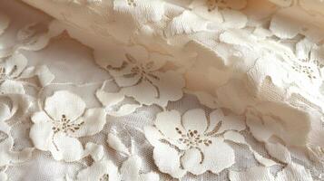 delicate lace fabric with floral pattern photo