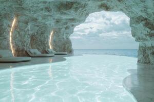 Serene infinity pool overlooking the ocean photo