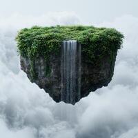 Floating waterfall in the clouds photo